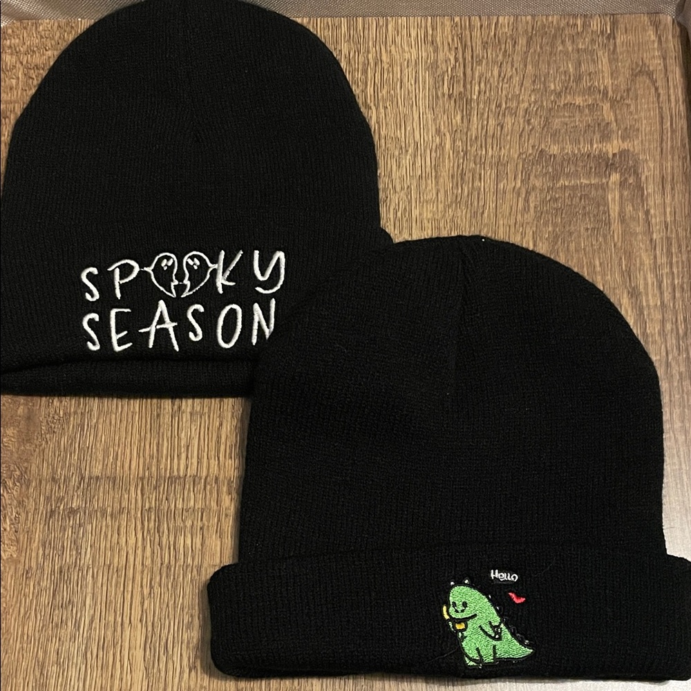 2 Black Beanies